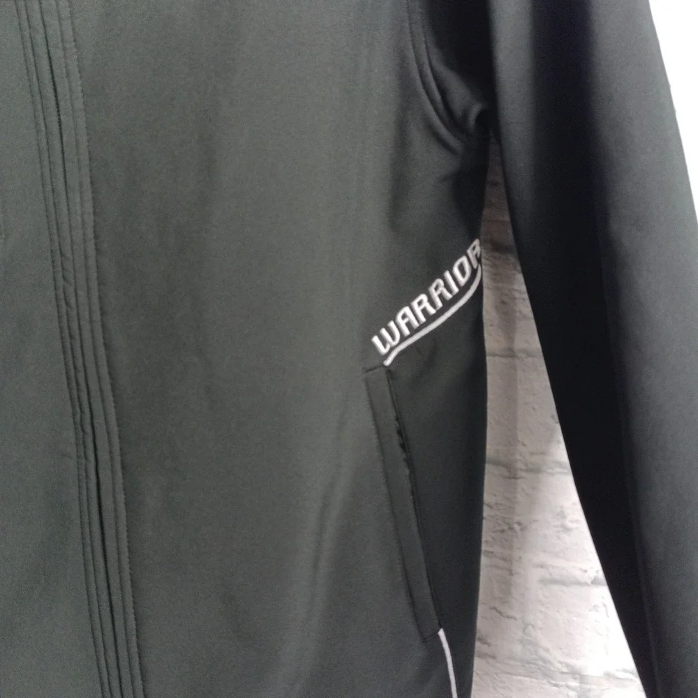Warrior Mens Black Softshell Full Zip Athletic Jacket  Medium Embroidered Hockey